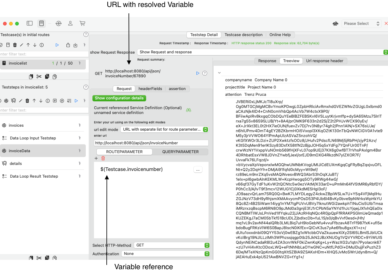 Screenshot Teststep in Data Loop with resolved Variable