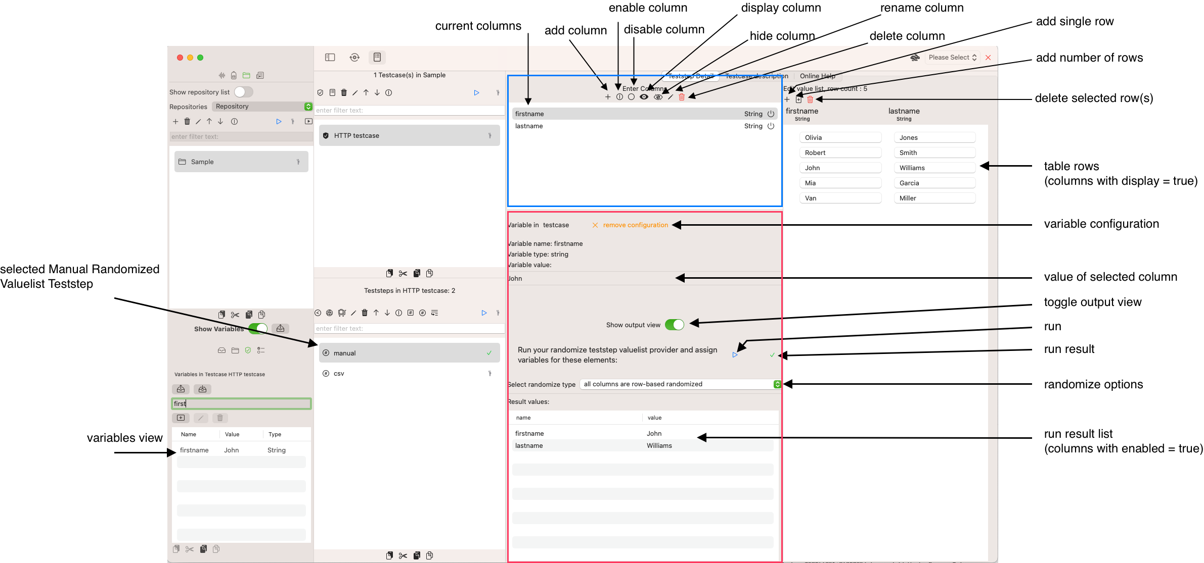 screenshot Manual Randomized Valuelist Teststep overview