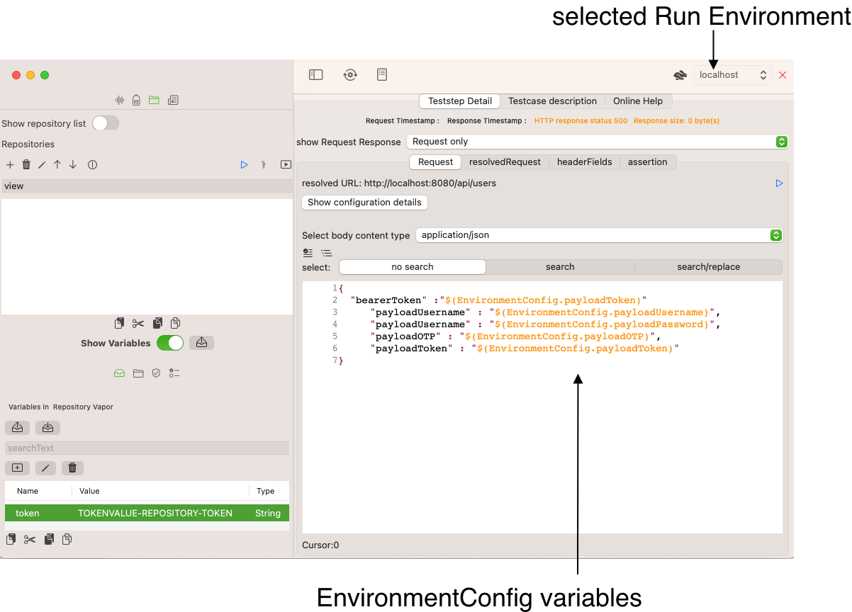 screenshot Run Environment Authentication Reference