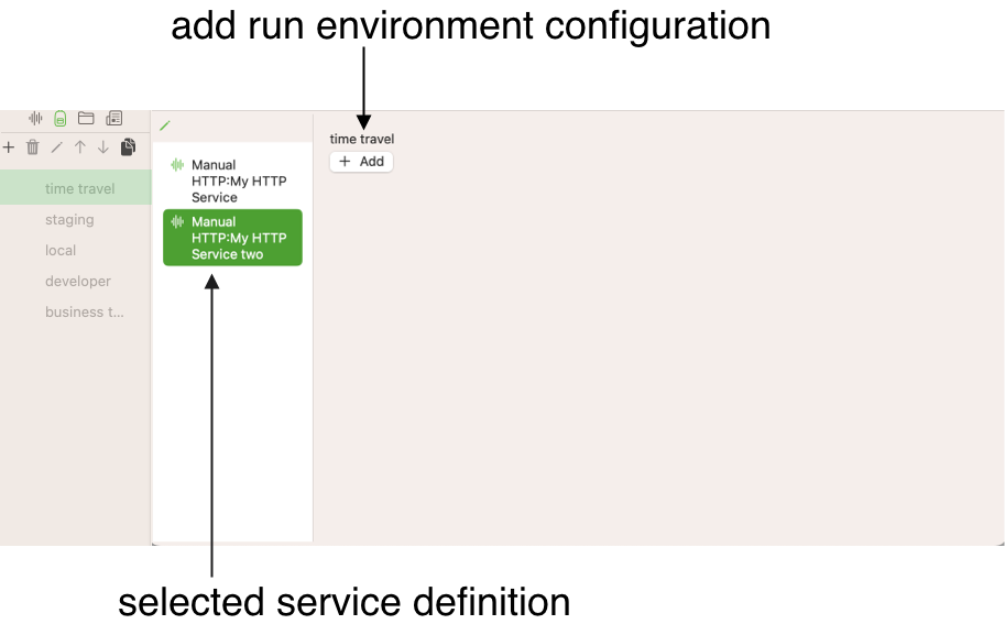 screenshot Run Environment with empty Service Configuration