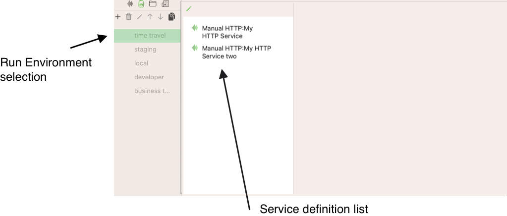 Screenshot Run Environment Service Definition View