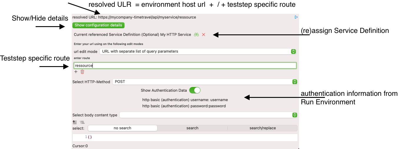 screenshot configuration details for Teststep