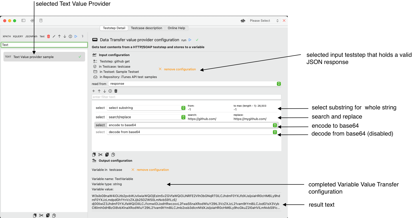 screenshot with JSONPath Value Provider Details view