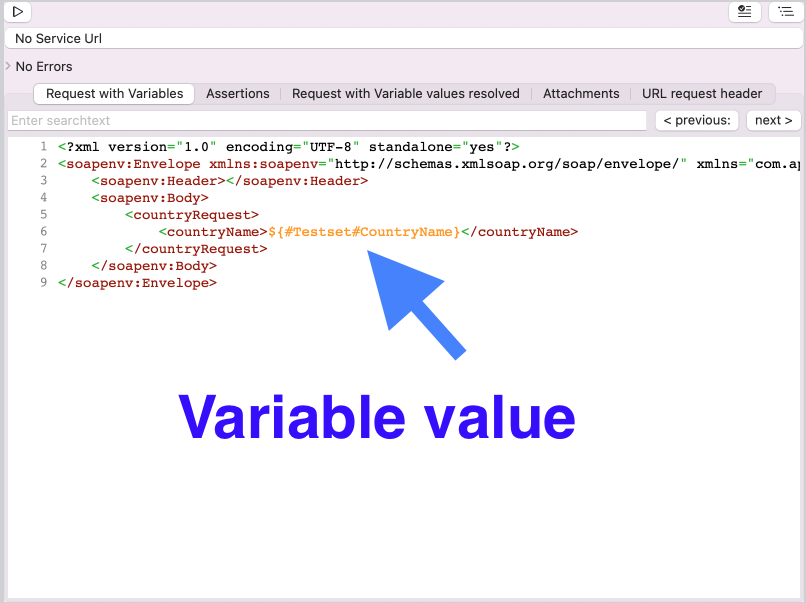 variable data in soap request